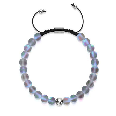 Gris | Argent | Bracelet de perles de macramé en verre de sirène